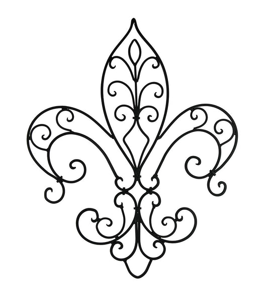 Upper Deck Wrought Iron Open Work Fleur de Lis Wall Hanging