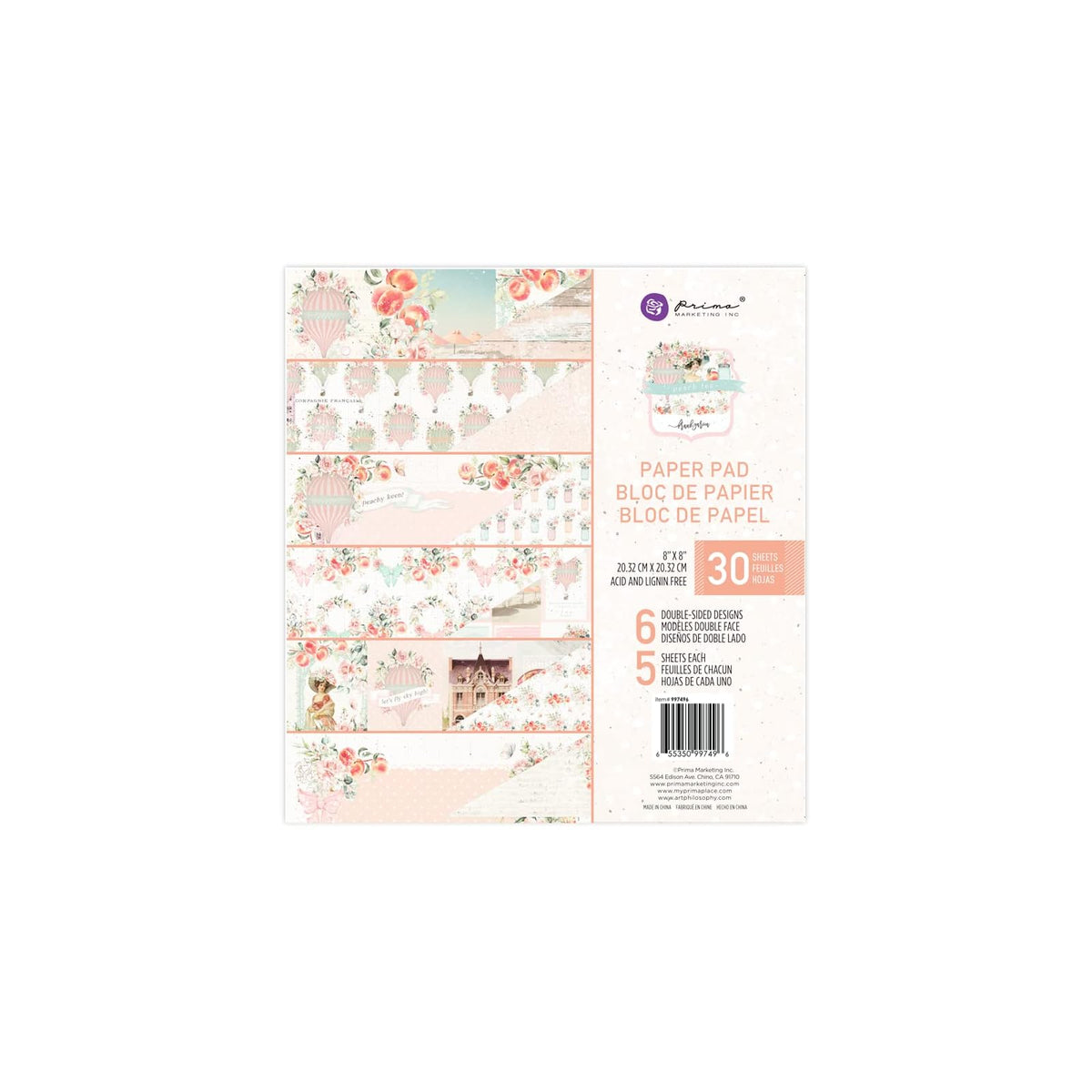 PRIMA MARKETING INC Sheet Paper, 8"x8" Paper, Peach Tea 8"x8" Paper Pad 30 sheet