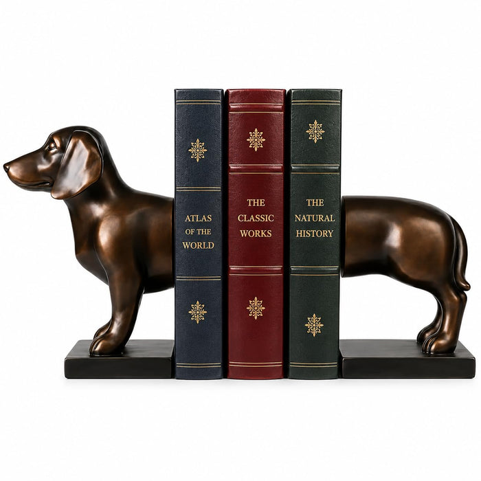 Comfy Hour Farmhouse Home Decor Collection 12" Length 9" Height Set of 2 Dachshund Dog Bookends Art Bookend, 1 Pair, Solid Heavy Weight, Polyresin