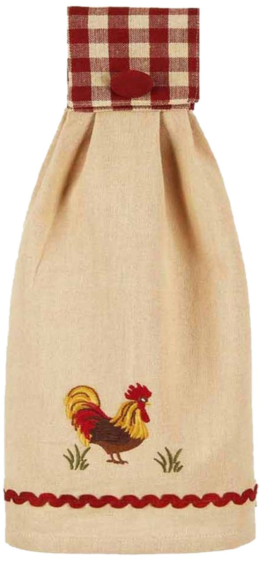 Home Collection by Raghu Rooster Barn and Nutmeg Towel, 16.5 x 18.5", Red Set of 2