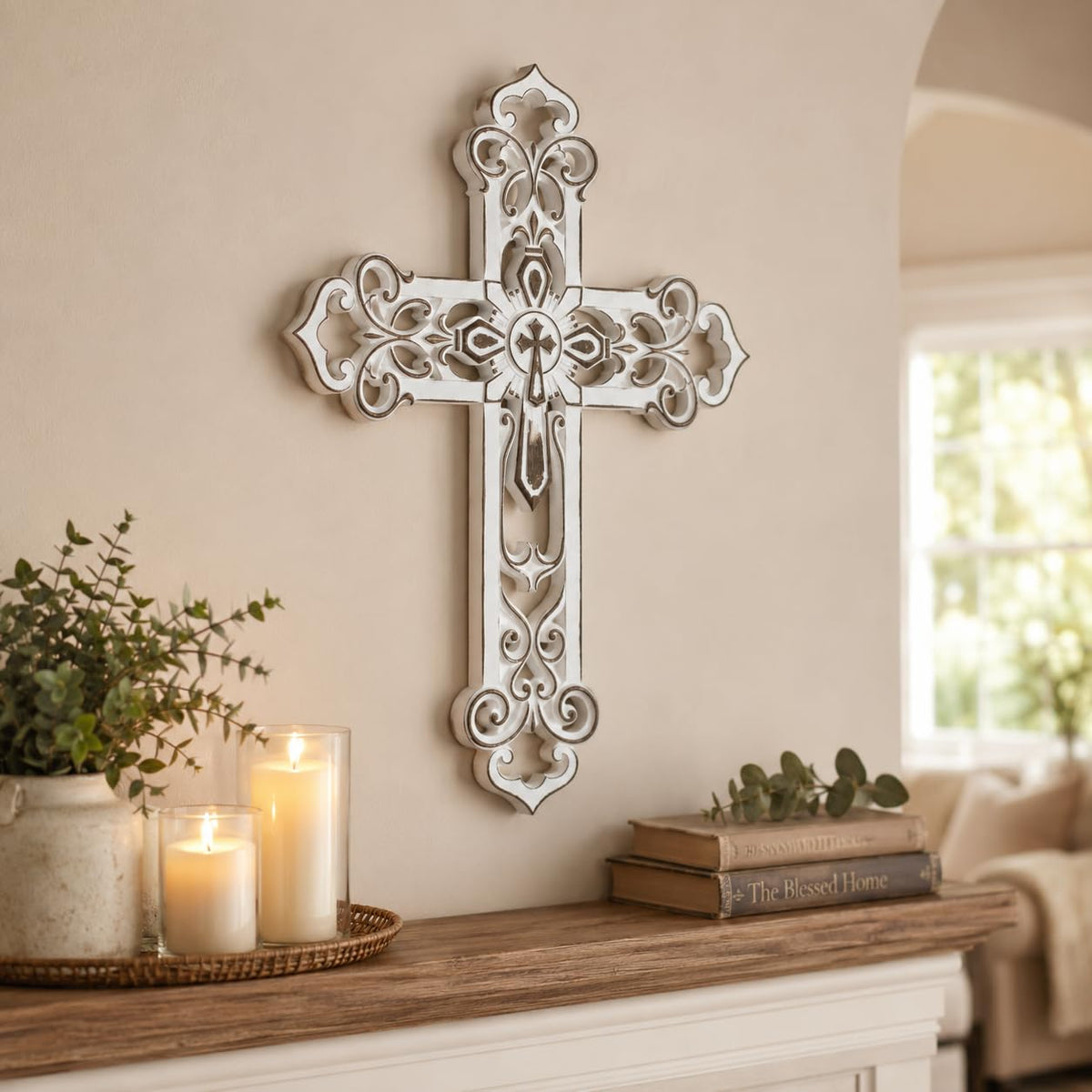 Comfy Hour Wall Art, 2"L x 10.2"W, Antique White