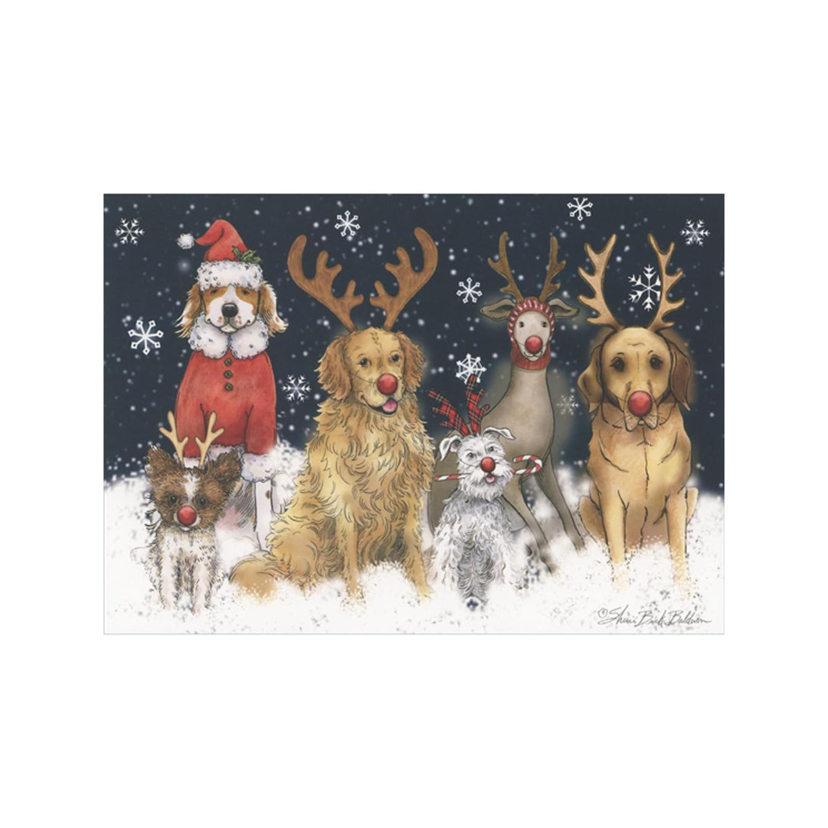 Lux Press Group Greeting Card, Medium, Reindeer Dogs