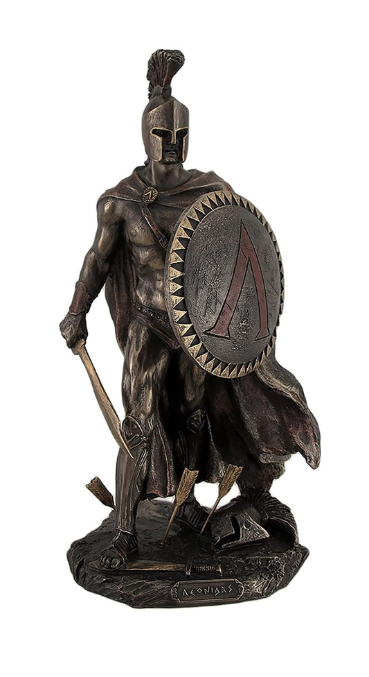 Unicorn Studio Veronese Design Spartan King Leonidas with Sword and Shield Bronzed Statue