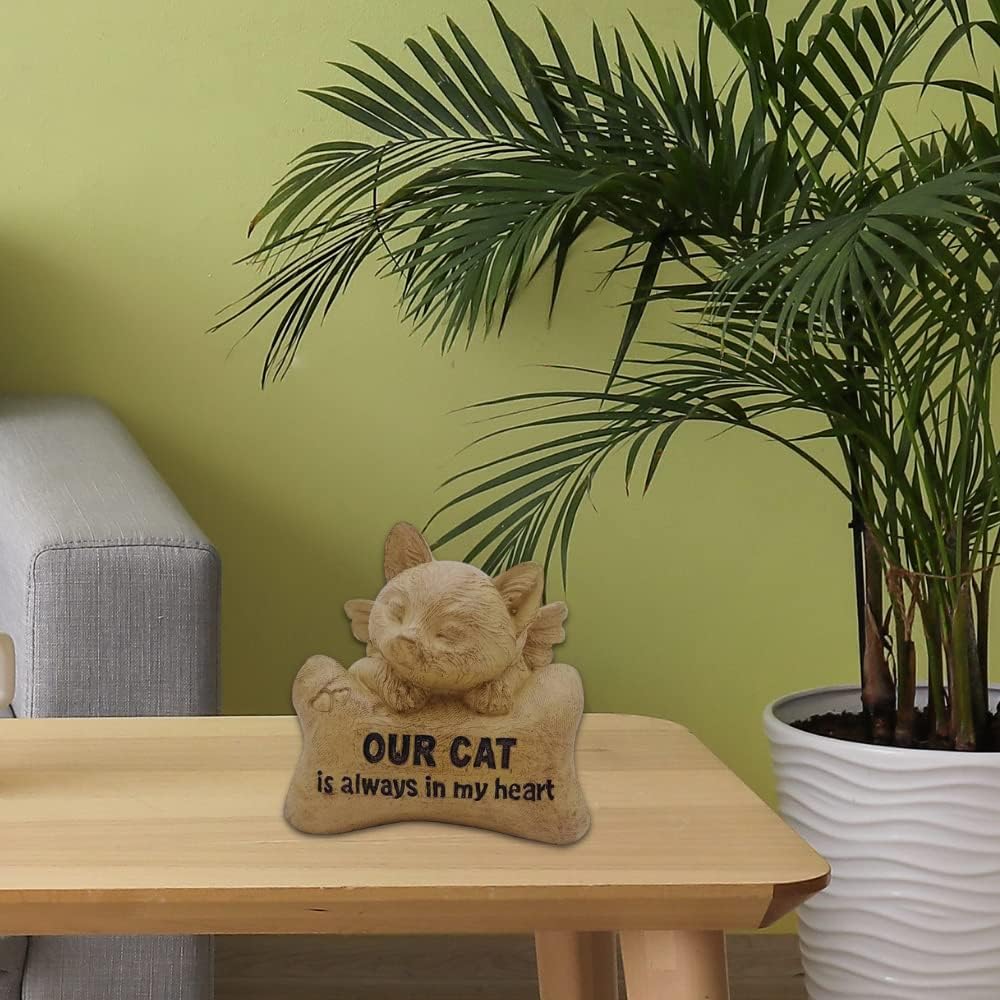 Comfy Hour Pet In Loving Memory Collection 5" Sleeping Cat Angel On Bone Figurine - in Memory of My Best Friend Bereavement, Brown, Polyresin