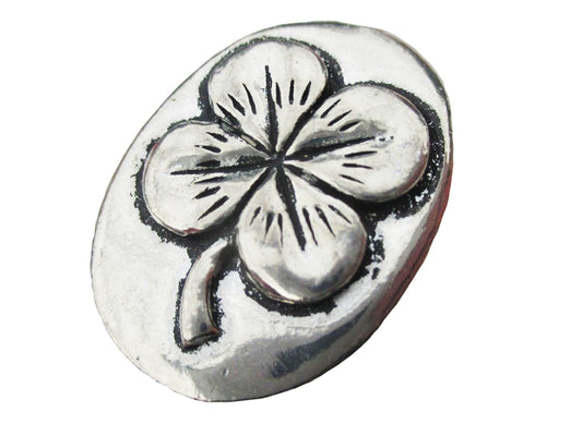 Basic Spirit 4 Leaf Clover / Good Luck Pocket Token (Coin) Handcrafted Pewter Home Lead-Free CN-32