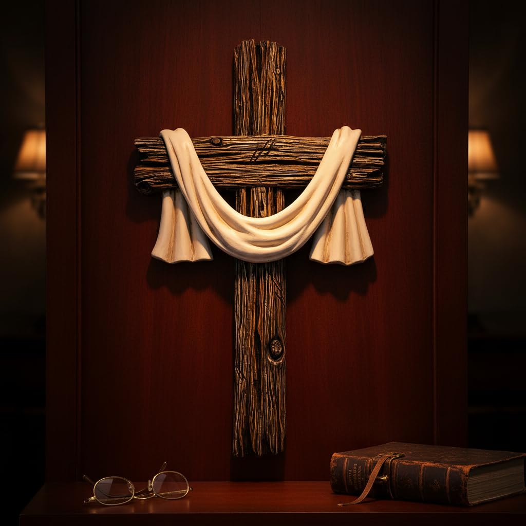 Comfy Hour 13 Inch Cross for Wall, Rustic Wall Cross Decor