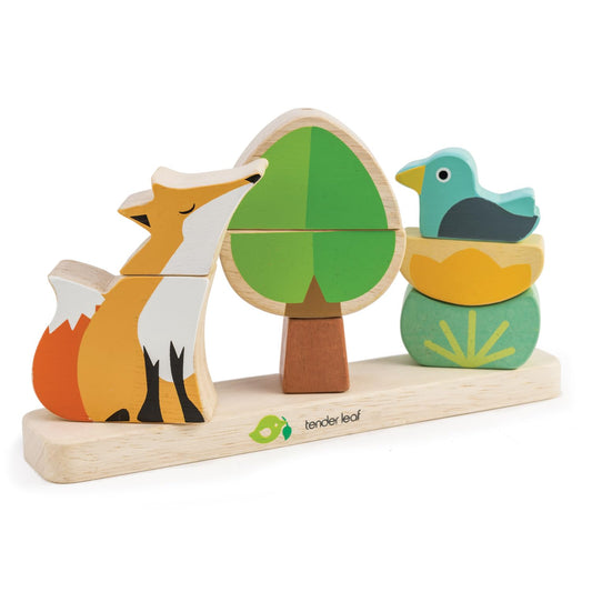 Tender Leaf Toys - Foxy Magnetic Stacker - 8 Piece Wooden Stacking and Balancing Toy & Educational Game for 18m+