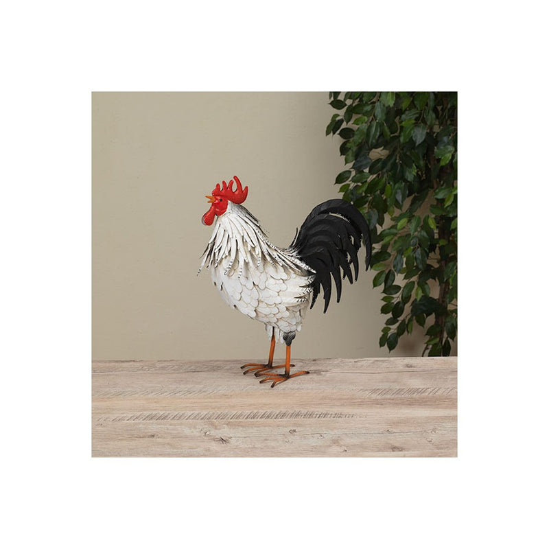 Gerson International 2634590 Metal Rooster Figurine, 15.3-inch Height