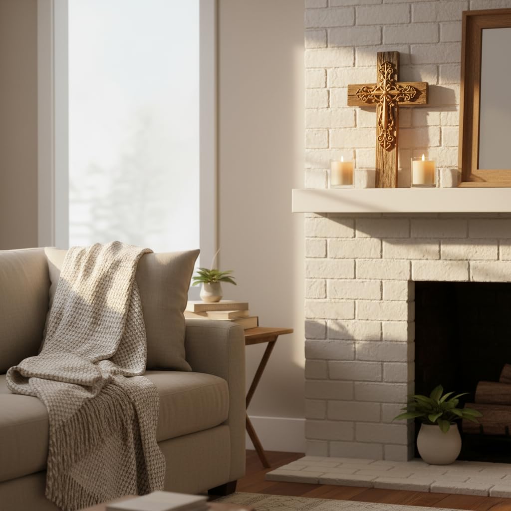 Comfy Hour 13 Inch Cross Wall Decor, Copper Tone Layered Wall Cross