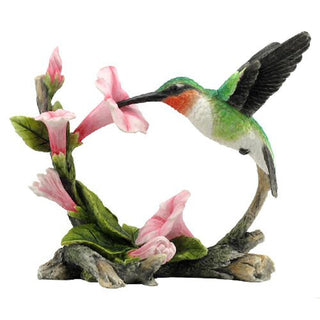 Unicorn Studio US 5.75 Inch Ruby Throated Hummingbird Statue Figurine, Pink and Green