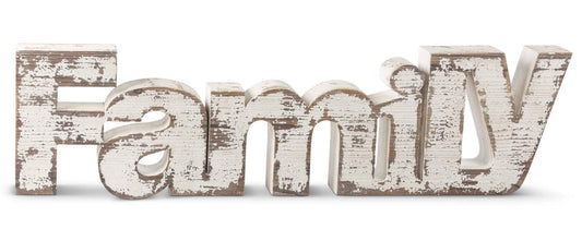 K&K Interiors 14923C 44 Inch Wooden White Washed Family Wall Sign