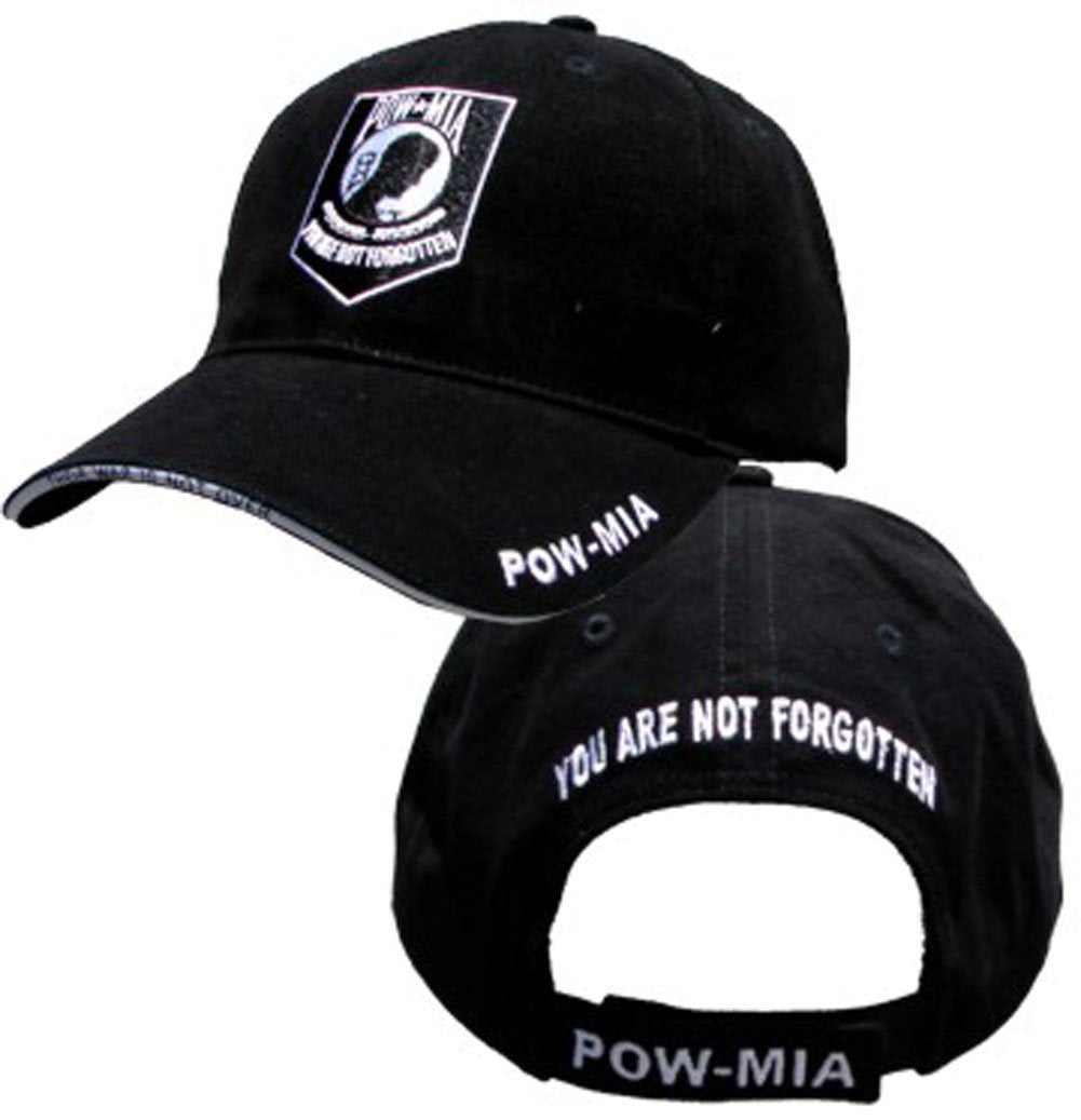 EAGLE CREST POW-MIA Logo with Text Cap, Black