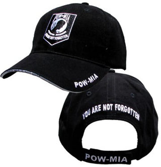 EAGLE CREST POW-MIA Logo with Text Cap, Black