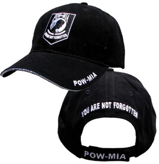 EAGLE CREST POW-MIA Logo with Text Cap, Black