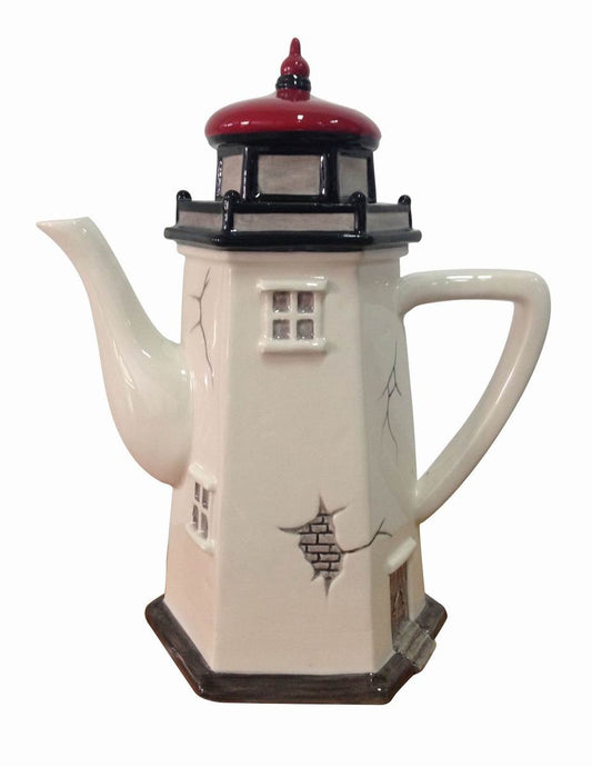Blue Sky Ceramic 8"X5"X9.5" Lighthouse Teapot