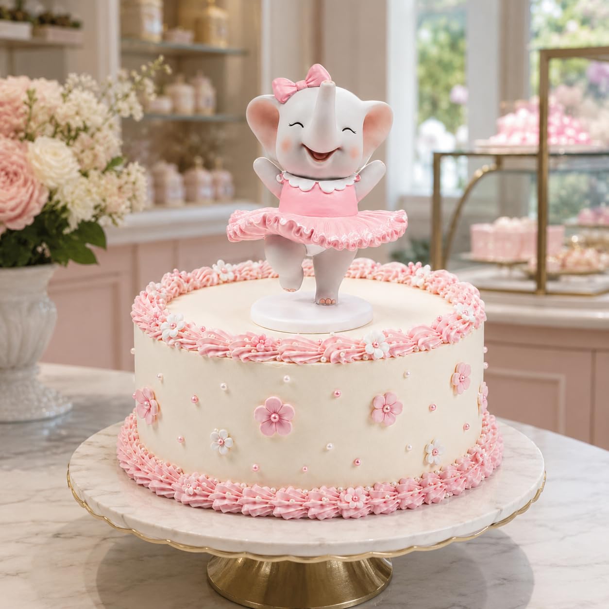 Comfy Hour 4.5 Inch Ballerina Elephant Figurine, Pink Cake Topper