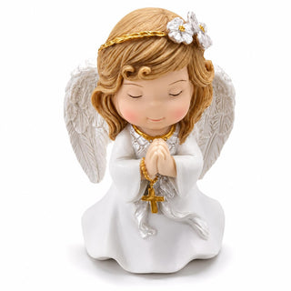 Comfy Hour 5 Inch Catholic Angel Statue, Praying Girl with Gold Cross