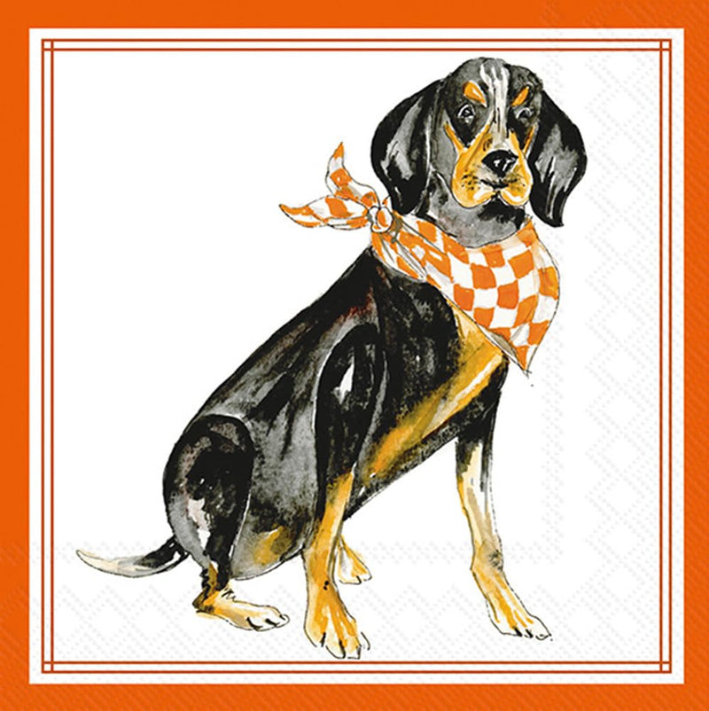 IHR Ideal Home Range Cocktail Napkins Rosanne Beck Hometown Pride Disposable 3-Ply Paper Party Napkin Pack, 5" x 5", Orange Coonhound, 20-Count