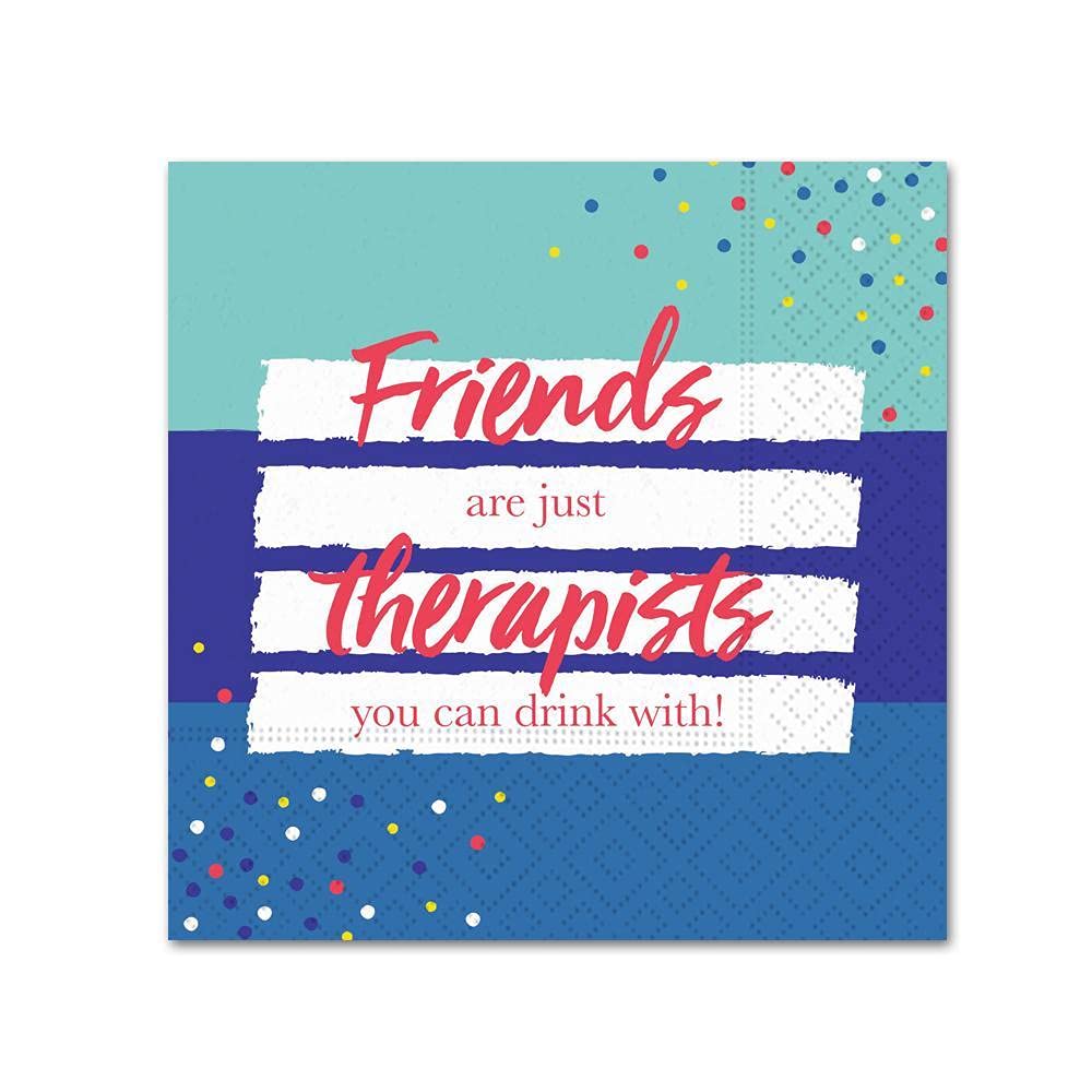 Design Design 624-10282 Friends are Therapists Beverage Napkin, Multicolor