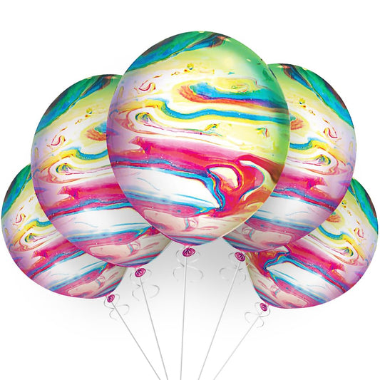 Unique Industries Multicolor Marble Light-up Latex Balloons, 5 Ct.