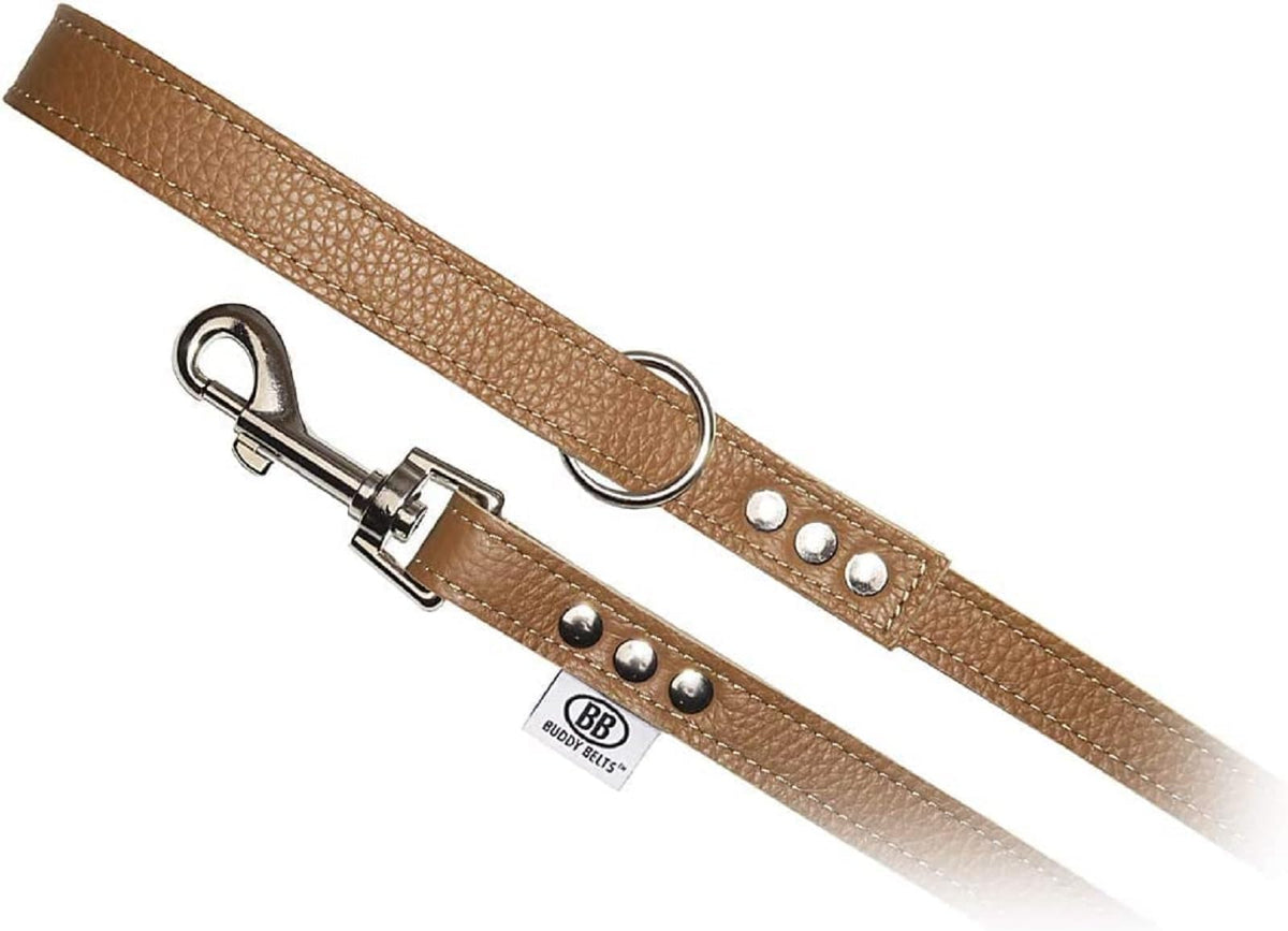 Buddy Belts All Leather Premium Leash - Pebble Grain Caramel (1/2" x 4')