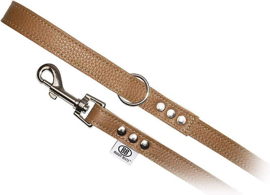 Buddy Belts All Leather Premium Leash - Pebble Grain Caramel (1/2" x 4')