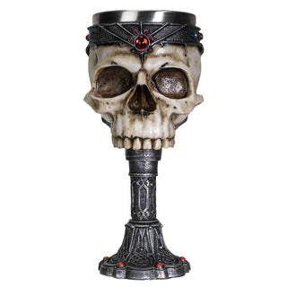 Pacific Trading SUMMIT COLLECTION Crowned Gothic Ossuary Skull Wine Goblet Removable Stainless Steel Insert Stemware Sacrificial Ceremonial Skull Wine Chalice Goblet 7 Fl Oz Drinkware Halloween Decor