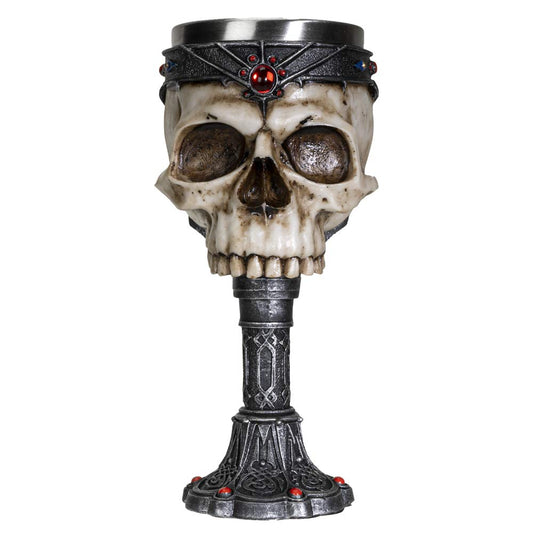 Pacific Trading SUMMIT COLLECTION Crowned Gothic Ossuary Skull Wine Goblet Removable Stainless Steel Insert Stemware Sacrificial Ceremonial Skull Wine Chalice Goblet 7 Fl Oz Drinkware Halloween Decor