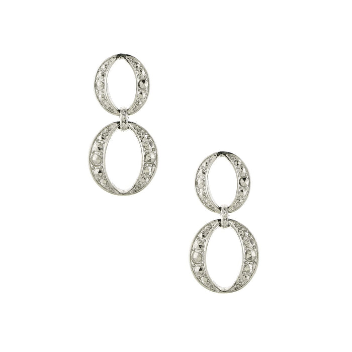1928 Jewelry Silver Tone Double Drop Earrings