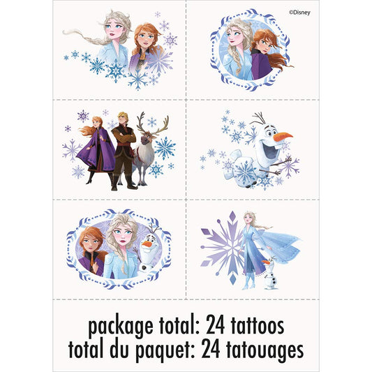 Unique Industries Unique Disney Frozen 2 Temporary Tattoos - 24 Pcs, Multicolor, One Size