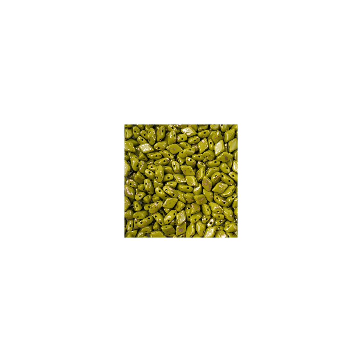 John Bead Craft Bead, Opaque Green Gold Splash