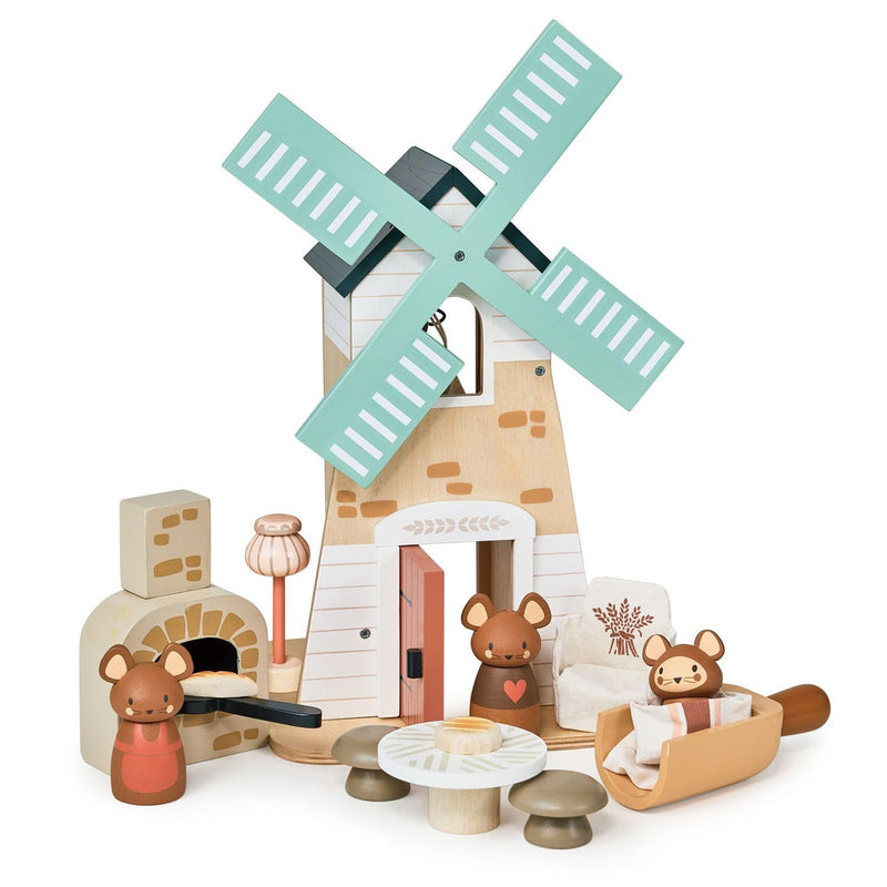 Tender Leaf Toys - Penny Windmill - Adorable Wooden Rotating Windmill with Toy Mouse Family and Accessories - Imaginative Play Set - Develop Creative Storytelling - Improve Fine Motor Skills - Age 3+