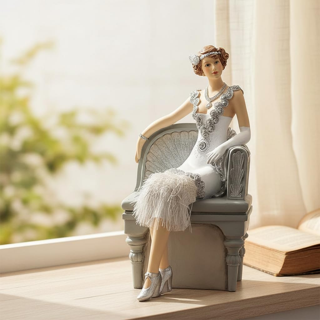Comfy Hour 9.5 Inch Lady Figurine, 1920s Art Deco Woman Statue
