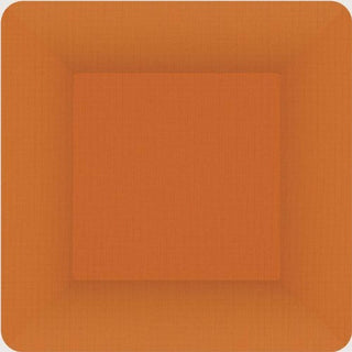 Boston International Ideal Home Range IHR Square Disposable Dessert Paper Plates, 7-Inches, Classic Linen Terracotta