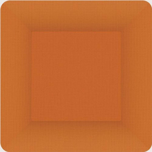 Boston International Ideal Home Range IHR Square Disposable Dessert Paper Plates, 7-Inches, Classic Linen Terracotta