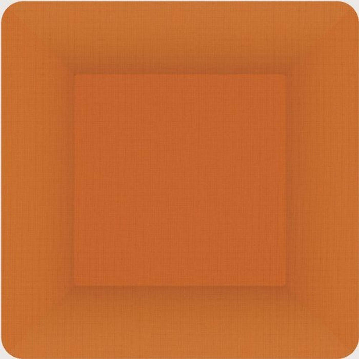 Boston International Ideal Home Range IHR Square Disposable Dessert Paper Plates, 7-Inches, Classic Linen Terracotta