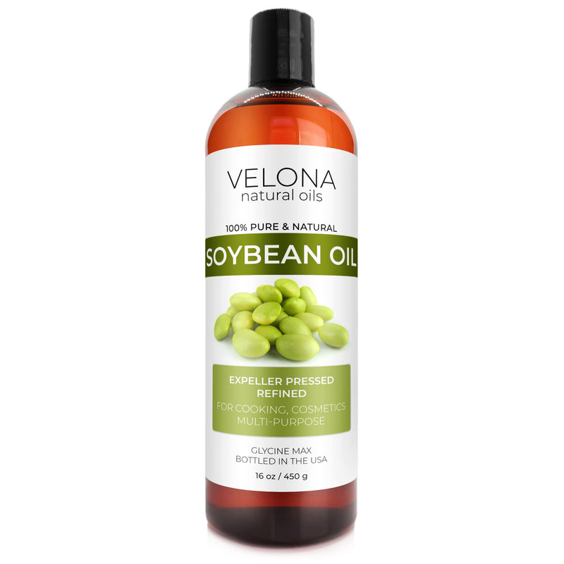 velona Soybean Oil - 16 oz | 100% Pure and Natural Carrier Oil | Refined | Cooking, Baking, Skin, Hair, Body & Face Moisturizing | Use Today - Enjoy Results