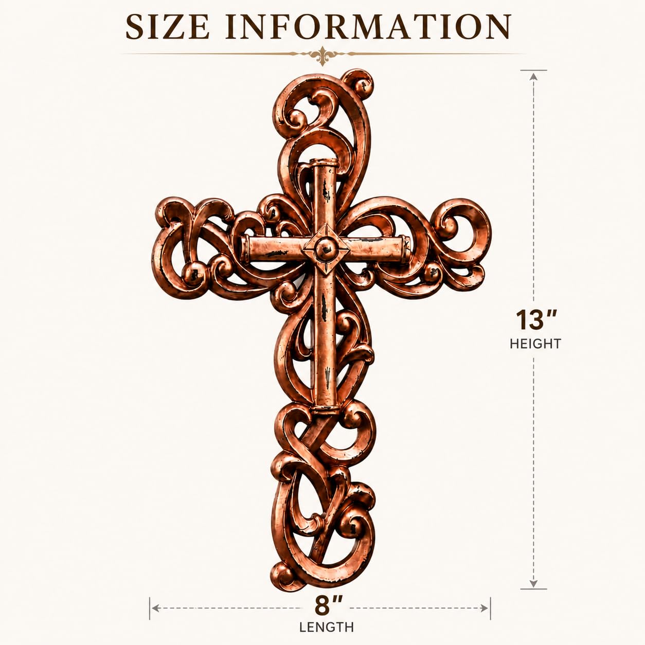 Comfy Hour 13 Inch Wall Cross, Rose Gold Cross Wall Decor