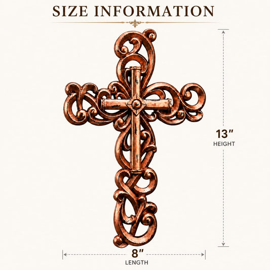 Comfy Hour 13 Inch Wall Cross, Rose Gold Cross Wall Decor