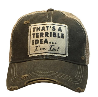 VINTAGE LIFE Hat, Terrible Idea, I'm in (Black), Baseball