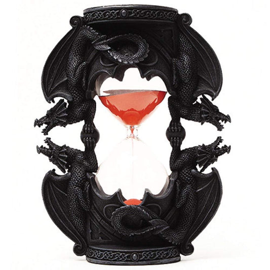 Pacific Trading PTC 7.38 Inch Black Dual Dragon Sand Timer Hourglass Statue Figurine