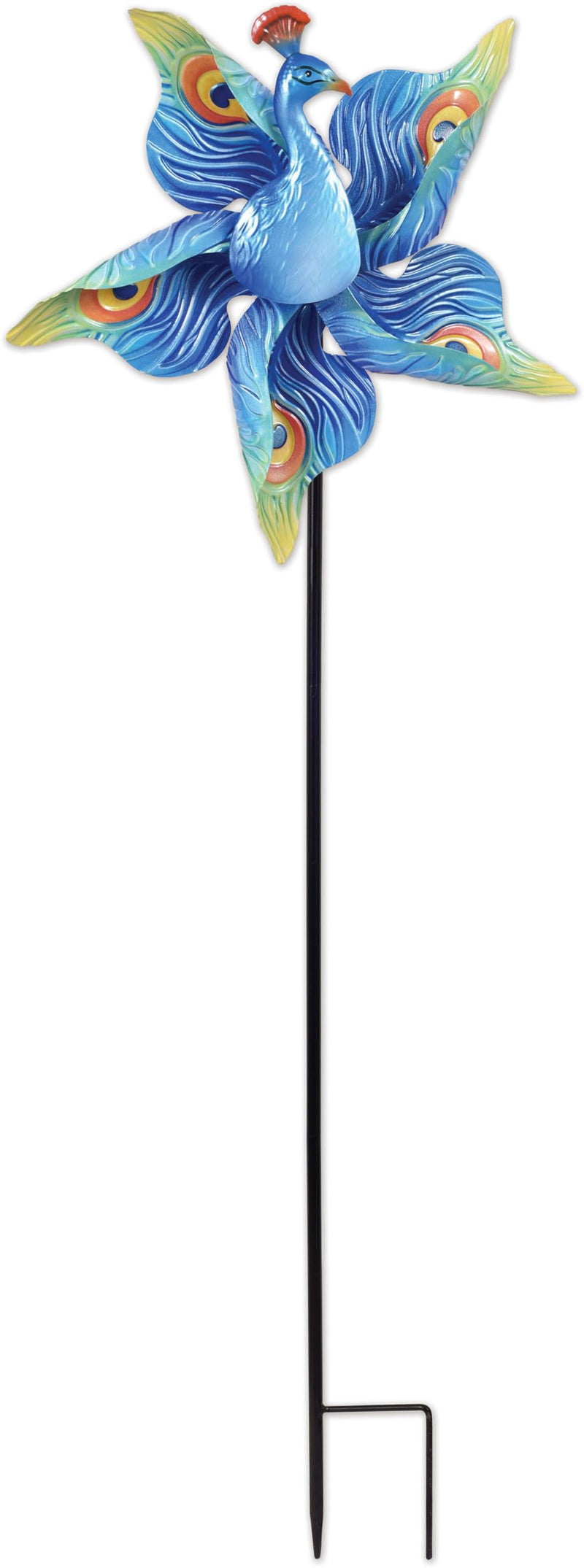 Sunset Vista Design Wind Spinners - Yard and Garden Décor Winged Wind Spinner Sculpture, 43-Inch, Peacock