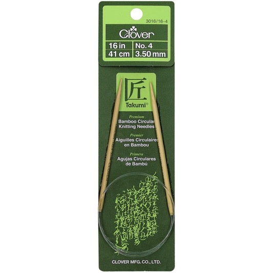 Clover 3016/16-04 Takumi Bamboo Circular 16-Inch Knitting Needles, Size 4