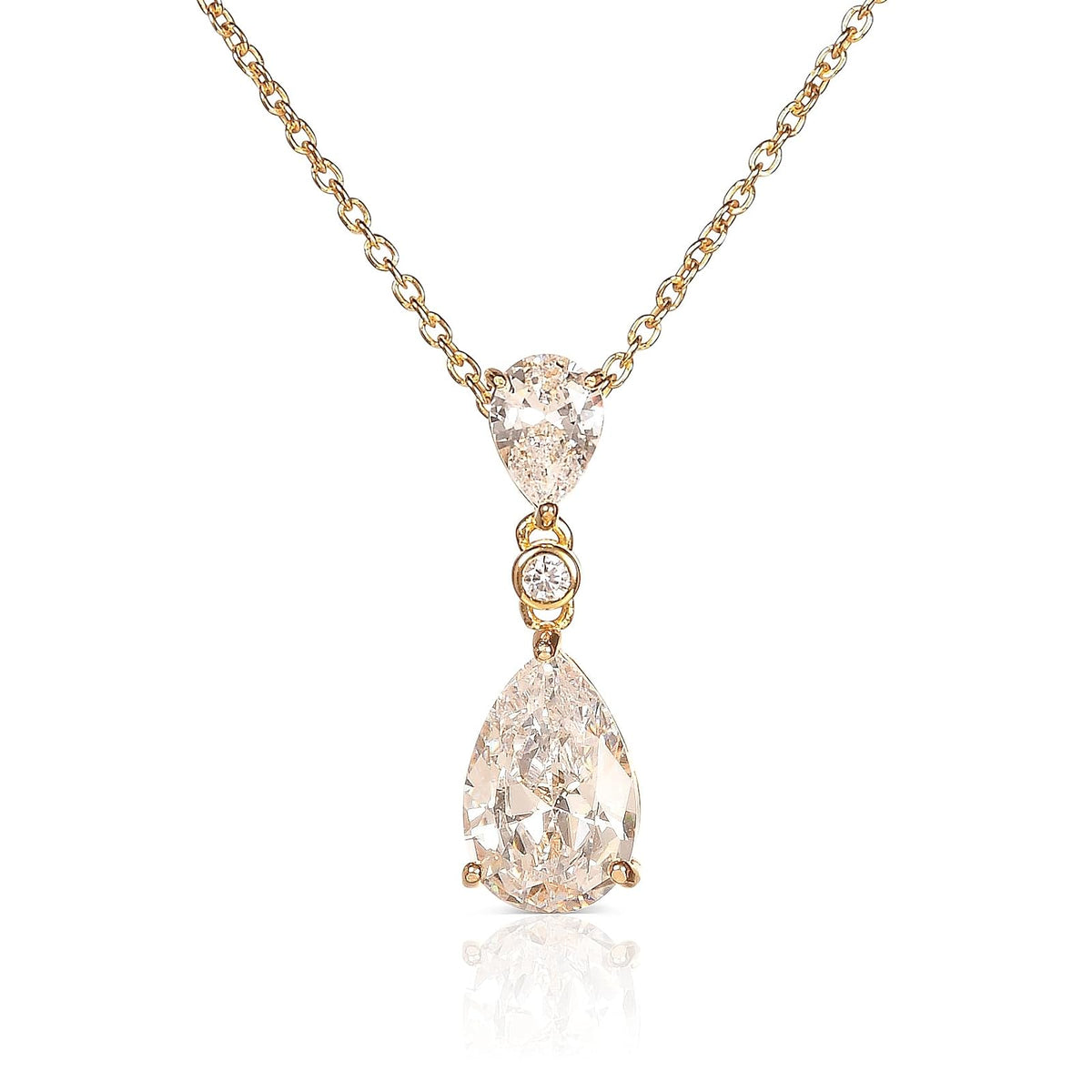 Diamond Treats Necklace, 25 mm x 8 mm x 12 mm x 5 mm x 7 mm, Clear-Gold