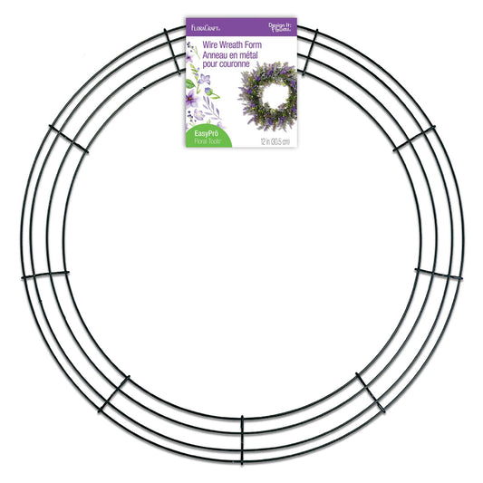 FloraCraft SimpleStyle 12 inch Wire Wreath, Green, 13 Gauge
