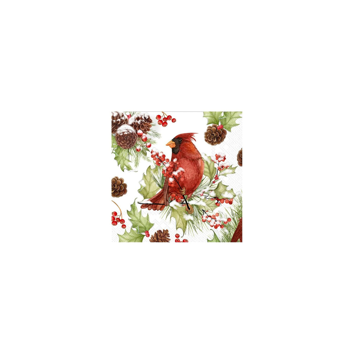 ihr SINCE 1977 Disposable Napkin, 5" x 5", Cardinals In Holly