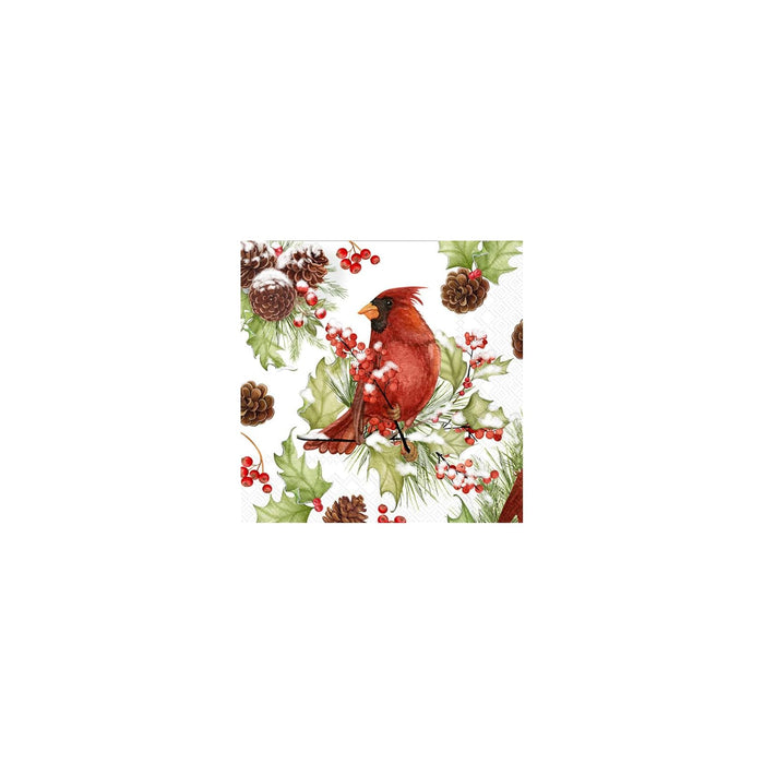 ihr SINCE 1977 Disposable Napkin, 5" x 5", Cardinals In Holly