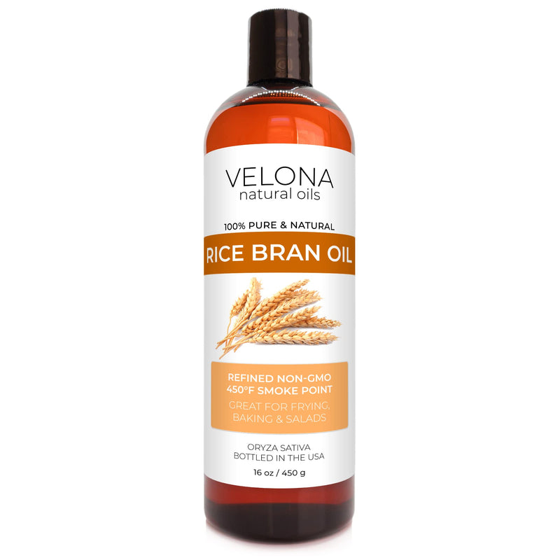 velona Rice Bran Oil 16 oz | 100% Pure and Natural Carrier Oil | Refined, Cold Pressed | Cooking, Face, Hair, Body & Skin Care | Use Today - Enjoy Results