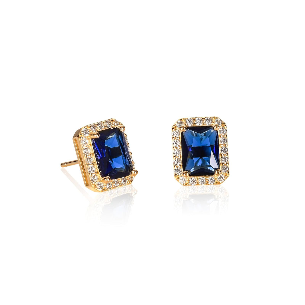 Diamond Treats Earring, 9mm x 11mm, Blue-Gold