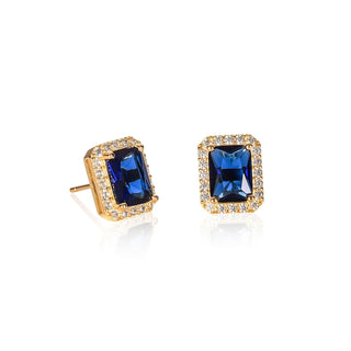 Diamond Treats Earring, 9mm x 11mm, Blue-Gold